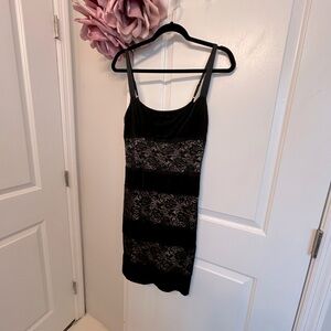 Bebe Lace Black and nude Skin tight party dress-GORGEOUS on!